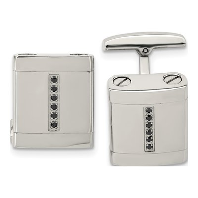 Men's Stainless Steel Black CZ Cufflinks