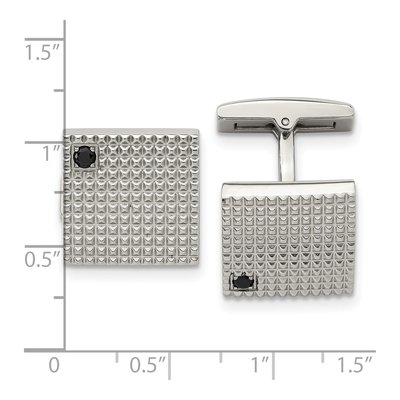 Men's Stainless Steel Black CZ Square Cufflinks – view 3