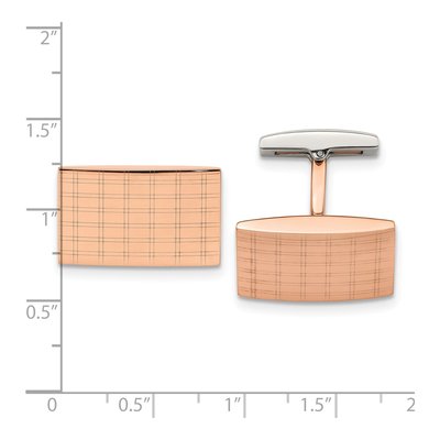 Rose IP-Plated Stainless Steel Laser Cufflinks – view 3
