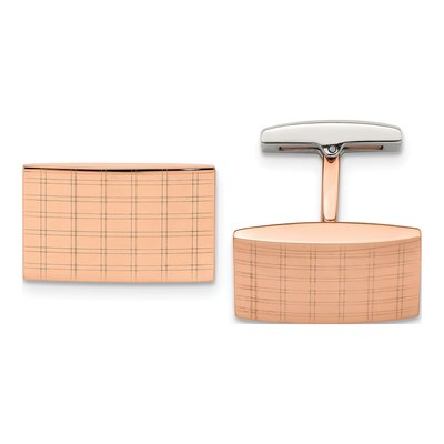 Rose IP-Plated Stainless Steel Laser Cufflinks