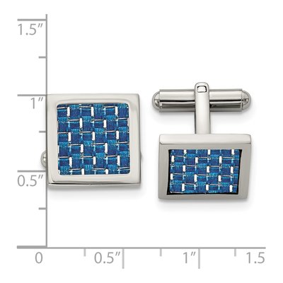 Men's Stainless Steel Blue Carbon Fiber Cufflinks – view 4