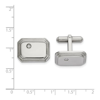 Men's Stainless Steel CZ Cufflinks – view 3