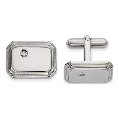 Men's Stainless Steel CZ Cufflinks
