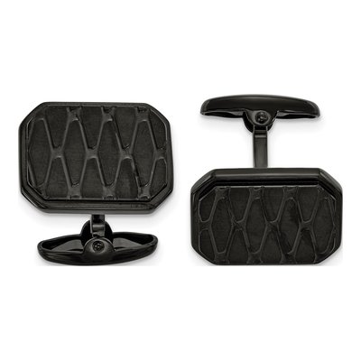 Men's Stainless Steel Black IP Cufflinks