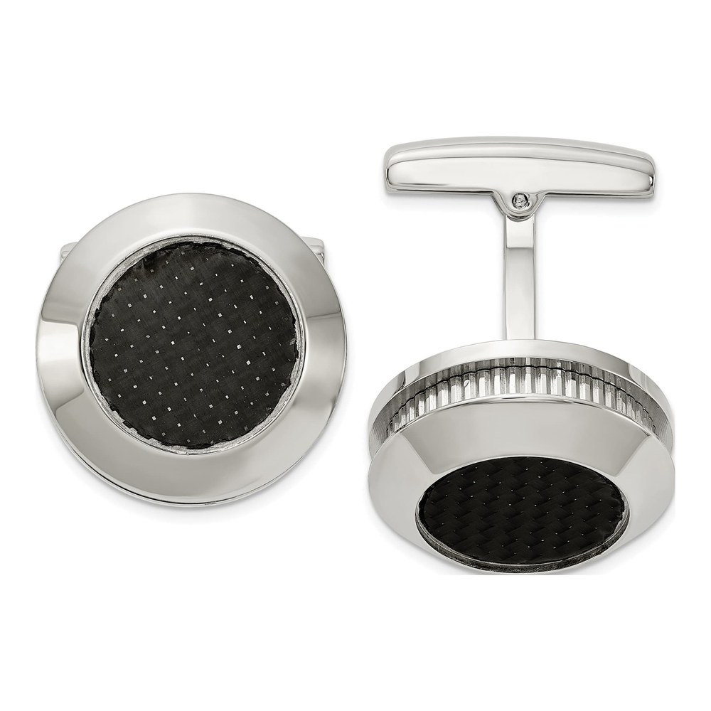 Chisel Stainless Steel Carbon Fiber Cufflinks