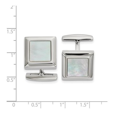 Men's Stainless Steel Mother of Pearl Cufflinks – view 2