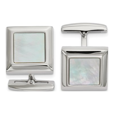 Men's Stainless Steel Mother of Pearl Cufflinks