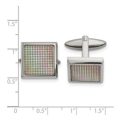 Men's Stainless Steel Rainbow Anodized Cufflinks – view 2