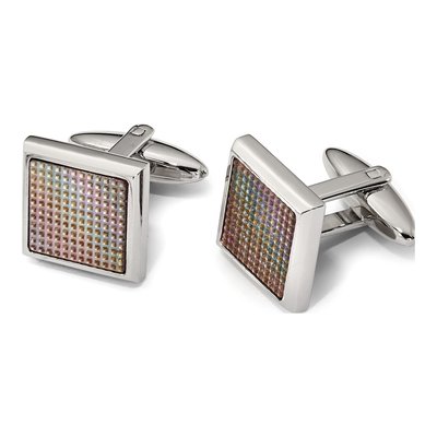 Men's Stainless Steel Rainbow Anodized Cufflinks – view 3