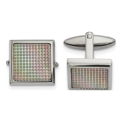 Men's Stainless Steel Rainbow Anodized Cufflinks