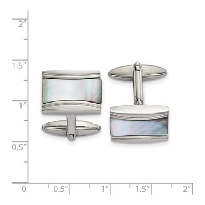Stainless Steel Mother of Pearl Cufflinks – view 3