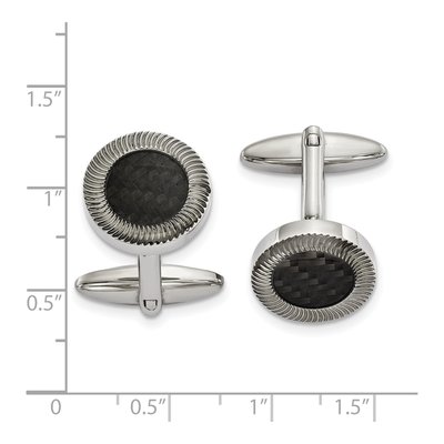 Men's Stainless Steel Carbon Fiber Circle Cufflinks – view 3