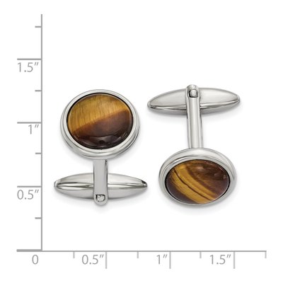 Stainless Steel Tiger's Eye Cufflinks – view 4