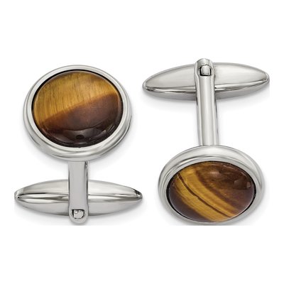 Stainless Steel Tiger's Eye Cufflinks