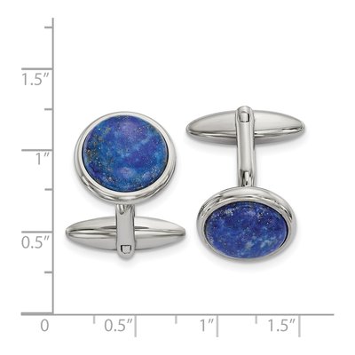 Men's Stainless Steel Lapis Circle Cufflinks – view 4