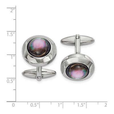 Steel Black Mother of Pearl Cufflinks – view 3