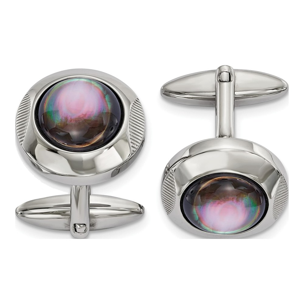 Steel Black Mother of Pearl Cufflinks
