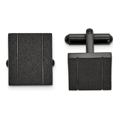 Stainless Steel Black IP Laser-Cut Cufflinks