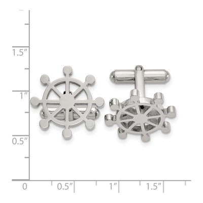 Men's Stainless Steel Ship's Wheel Cufflinks – view 3