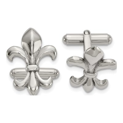 Men's Stainless Steel Fleur de Lis Cufflinks