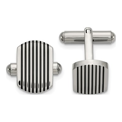 Men's Chisel Stainless Steel Black IP Cufflinks