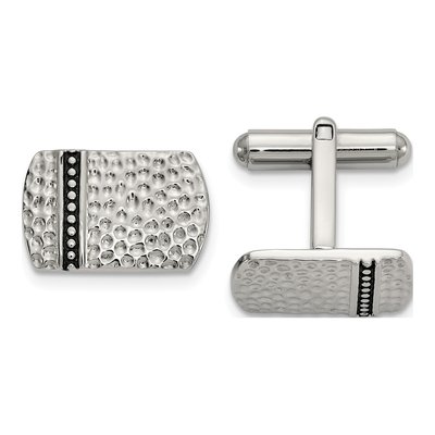 Men's Stainless Steel Hammered Cufflinks