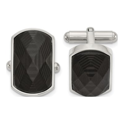 Men's Stainless Steel Carbon Fiber Inlay Cufflinks