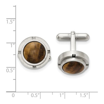 Men's Stainless Steel Tiger's Eye Circle Cufflinks – view 3