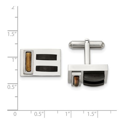 Stainless Steel Tiger's Eye Cufflinks – view 3