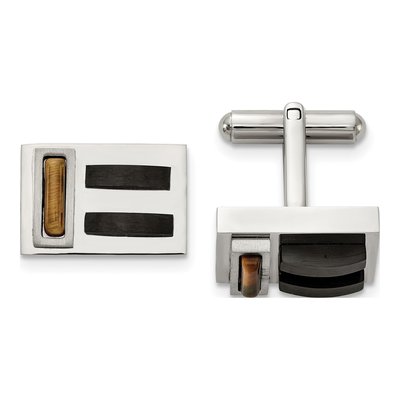 Stainless Steel Tiger's Eye Cufflinks