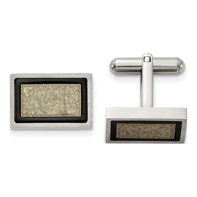 Stainless Steel Black & Yellow IP Cufflinks