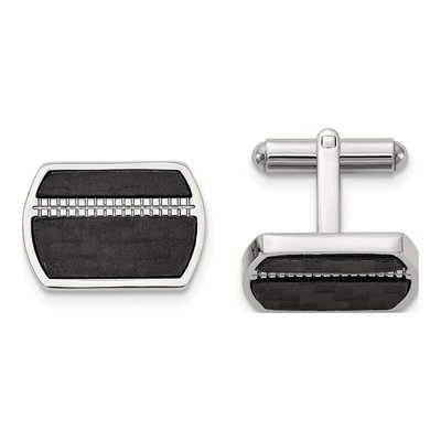 Stainless Steel Black Carbon Fiber Cufflinks
