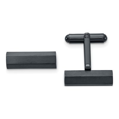 Men's Stainless Steel Grey IP Brushed Cufflinks