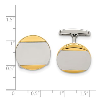 Stainless Steel Gold-Tone Circle Cufflinks – view 3