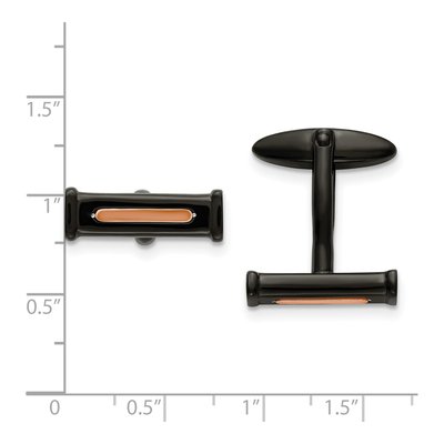 Men's Stainless Steel Black & Rose IP Cufflinks – view 2
