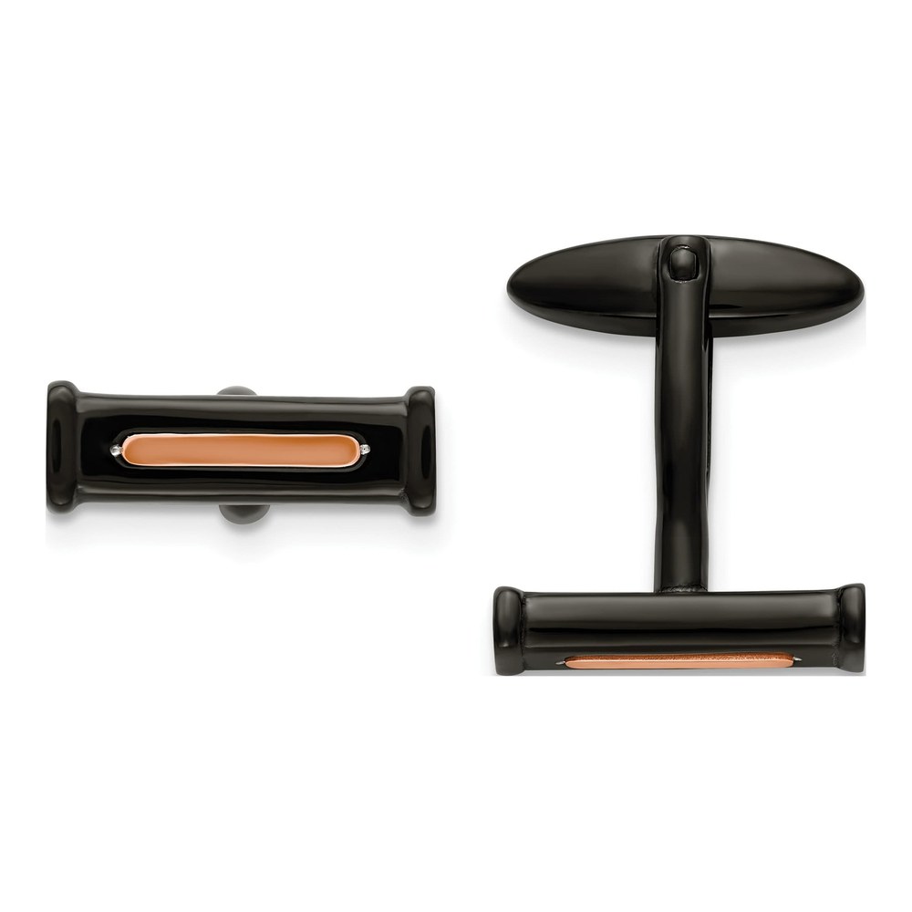 Men's Stainless Steel Black & Rose IP Cufflinks