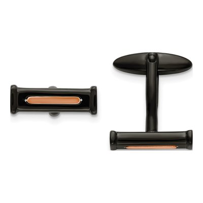Men's Stainless Steel Black & Rose IP Cufflinks