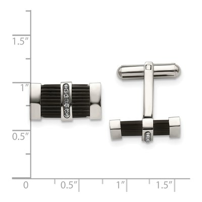 Men's Stainless Steel Black IP Crystal Cufflinks – view 2