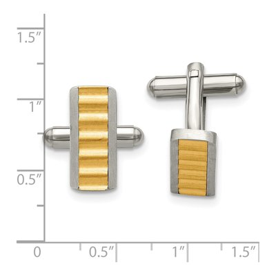 Men's Stainless Steel Cufflinks, Gold Tone IP – view 3