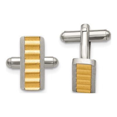 Men's Stainless Steel Cufflinks, Gold Tone IP