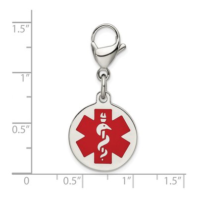 Stainless Steel Red Enamel Medical ID Charm – view 6
