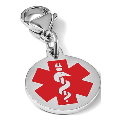 Stainless Steel Red Enamel Medical ID Charm – view 7