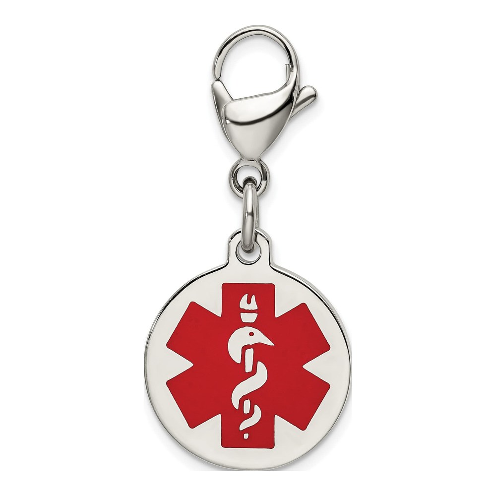 Stainless Steel Red Enamel Medical ID Charm