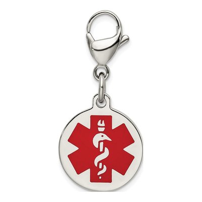 Stainless Steel Red Enamel Medical ID Charm