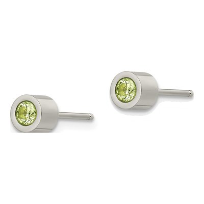 Stainless Steel CZ May Birthstone Stud Earrings – view 4