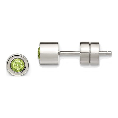 Stainless Steel CZ May Birthstone Stud Earrings