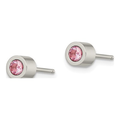 Stainless Steel CZ October Birthstone Stud Earrings – view 4