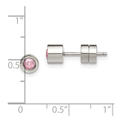 Stainless Steel CZ October Birthstone Stud Earrings – view 6