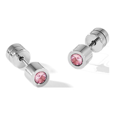 Stainless Steel CZ October Birthstone Stud Earrings – view 7