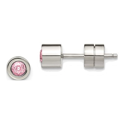 Stainless Steel CZ October Birthstone Stud Earrings